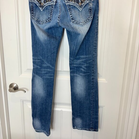 MISS ME Jeans - Women's 30x34 Straight Pocket Flap Studded Rhinestones JP6063T - Picture 4 of 7